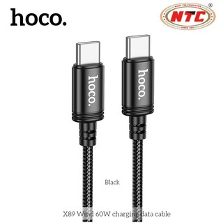 Cáp sạc dây dù siêu bền Hoco X89 cổng TypeC to TypeC, dài 1M (Đen)