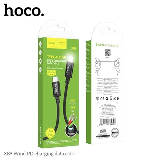 Cáp sạc dây dù siêu bền Hoco X89 cổng TypeC to LaiNing, dài 1M (Đen)