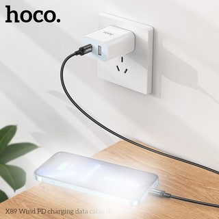 Cáp sạc dây dù siêu bền Hoco X89 cổng TypeC to LaiNing, dài 1M (Đen)