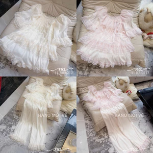Set ngủ bèo tầng viền ren đính hoa Mộc Miên