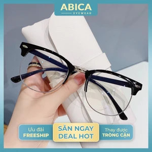 Kính nửa gọng nữ nam phong cách Hàn Quốc gọng kính cận Clubmaster thời trang đẹp giá rẻ ABICA 195