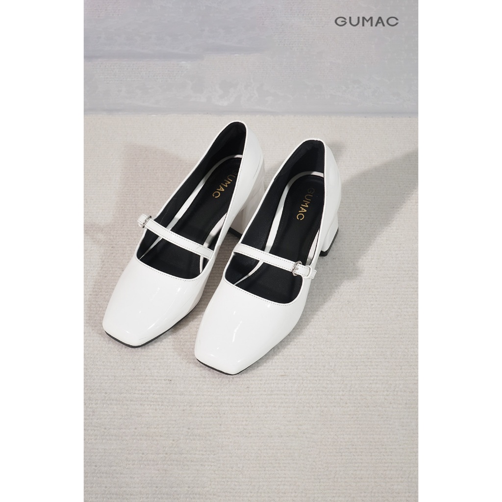 Giày Cao Gót Nữ GUMAC Phối Khóa Quai Ngang Đế Bằng Thoải Mái GF04057