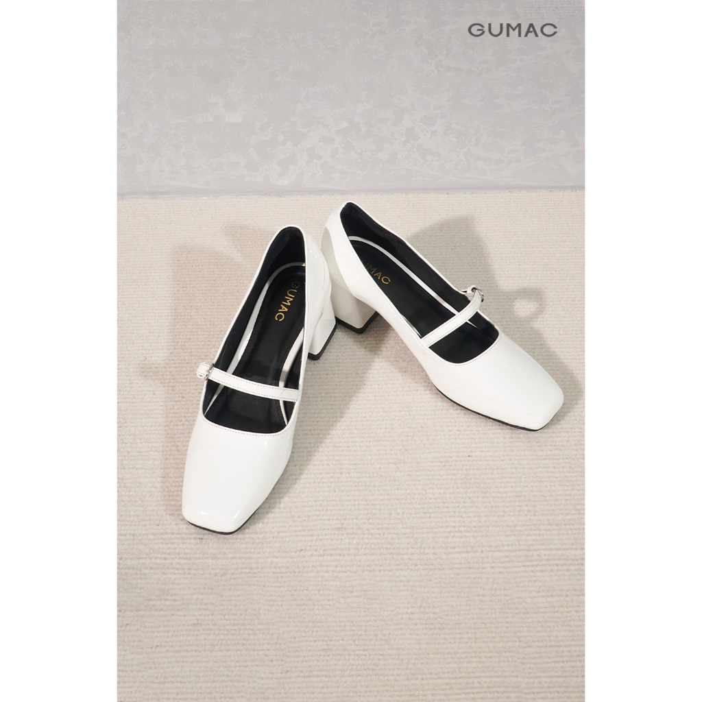 Giày Cao Gót Nữ GUMAC Phối Khóa Quai Ngang Đế Bằng Thoải Mái GF04057