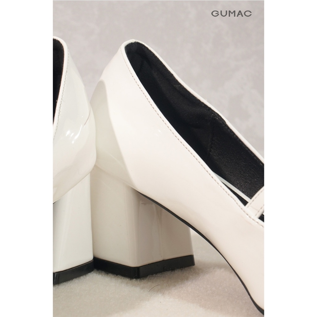 Giày Cao Gót Nữ GUMAC Phối Khóa Quai Ngang Đế Bằng Thoải Mái GF04057