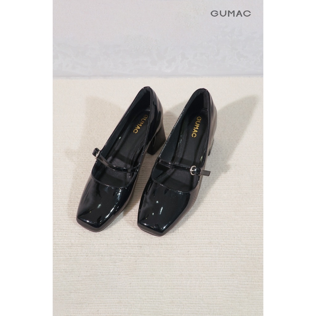Giày Cao Gót Nữ GUMAC Phối Khóa Quai Ngang Đế Bằng Thoải Mái GF04057