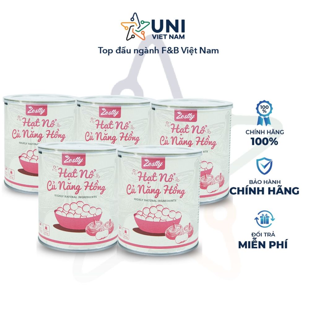 (COMBO 5 Lon 850g) Hạt Nổ Củ Năng ZESTTY (Hồng/Trắng) Giòn Dai Làm Topping Trà Sữa Giá Sỉ