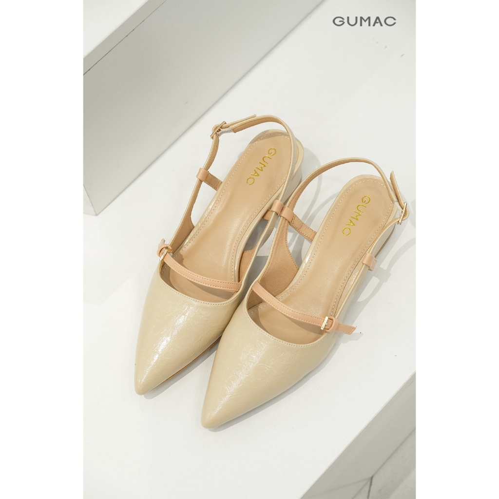 Giày Cao Gót Nữ GUMAC Mũi Nhọn Phối Khóa Quai Ngang Thanh Lịch Dễ Phối GF04055