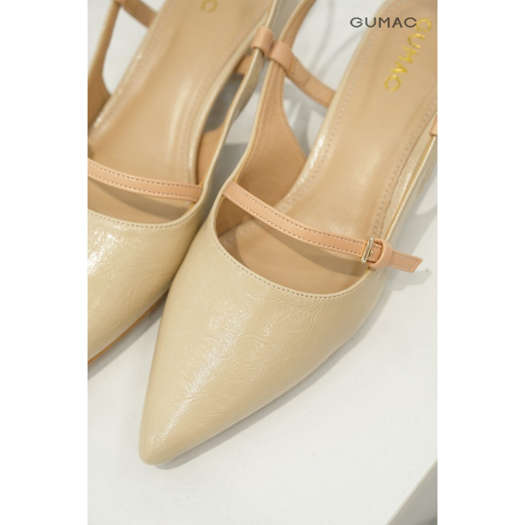 Giày Cao Gót Nữ GUMAC Mũi Nhọn Phối Khóa Quai Ngang Thanh Lịch Dễ Phối GF04055