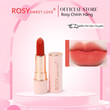 Son Sáp Lì Rosy sweet love Màu Cam Đào mềm môi dạng sáp 4g