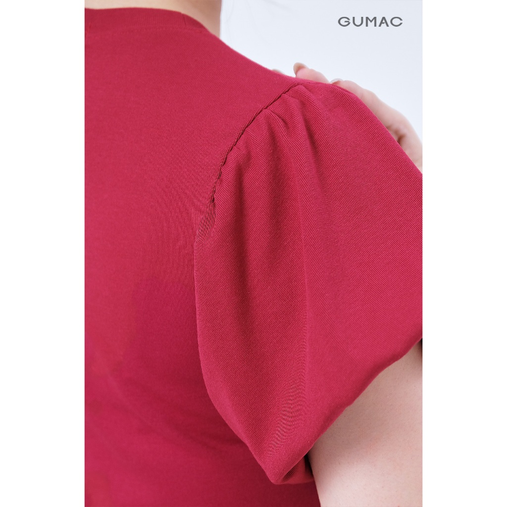 Áo Thun Nữ Tay Phồng GUMAC Form Ôm Nhẹ Chất Thun Borip Co Giãn Thoải Mái LATF1105