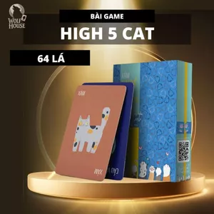 Bộ Bài High 5 Cat Mèo Đập Tay 64 Lá Việt Hóa Giấy Cứng Chơi Nhóm Thú Vị Size 6.5x9Cm