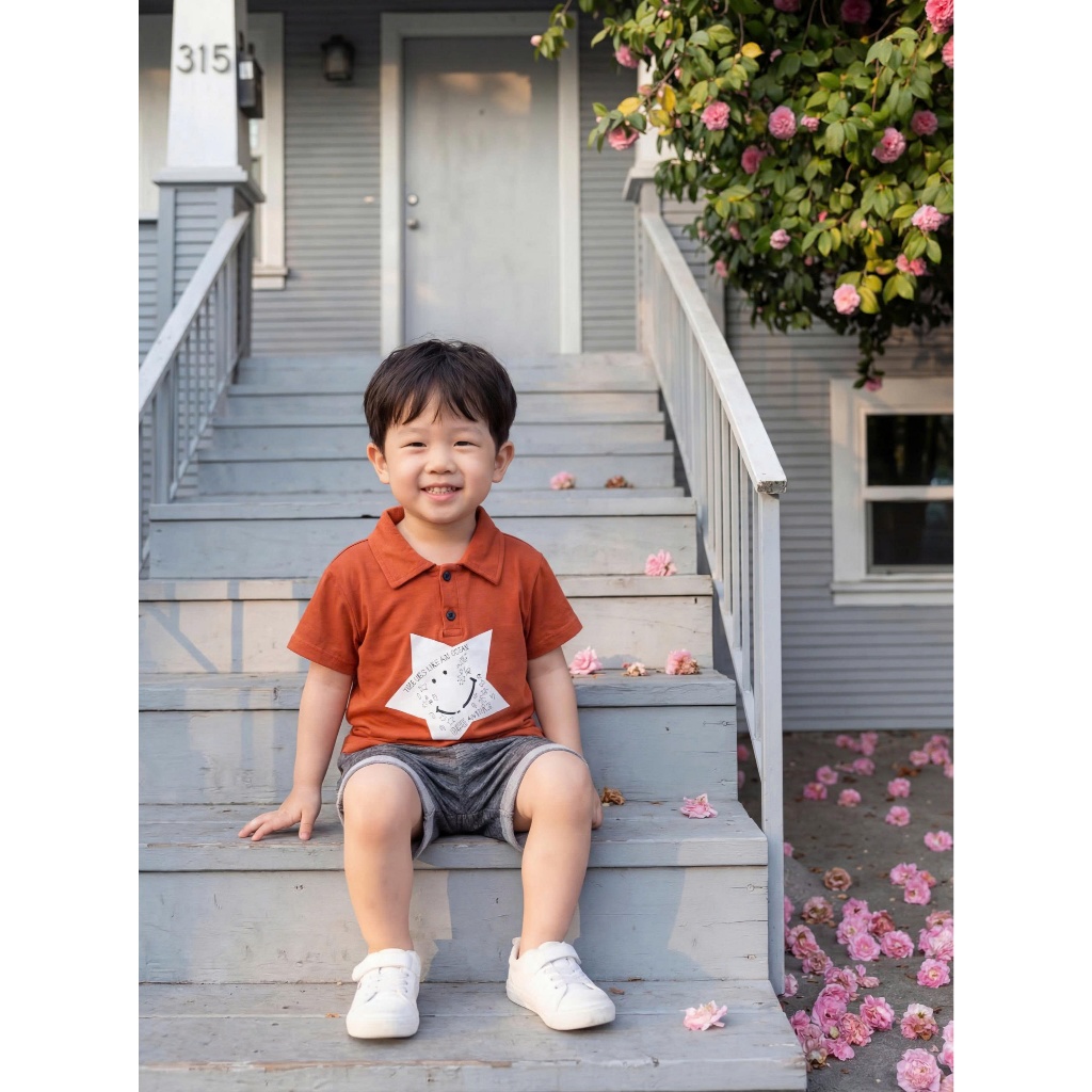 Set bộ polo cộc tay bé trai Miniumbaby mix ngôi sao cá tính, chất áo cotton mềm mịn, co giãn SB2604