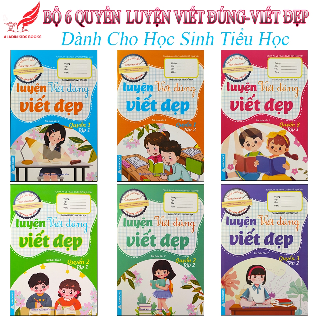 Sách-Bộ 6 Quyển Luyện Viết Đúng – Viết Đẹp Dành Cho Học Sinh Tiểu Học (Quyển 1-3 | Tập 1-2)-Tái Bản