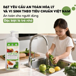 Nước Rửa Rau Củ TOPGIA Dung Tích 1300ml Làm Sạch Thực Phẩm, An Toàn, Không Dư Lượng
