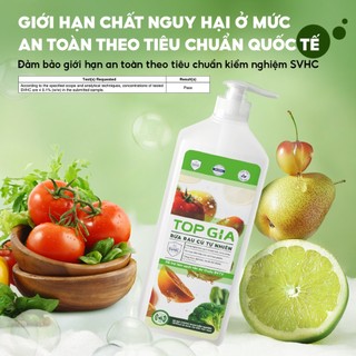 Nước Rửa Rau Củ TOPGIA Dung Tích 1300ml Làm Sạch Thực Phẩm, An Toàn, Không Dư Lượng