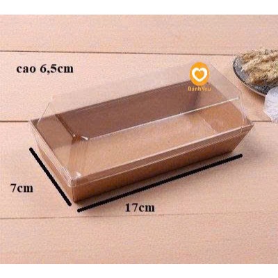 [10->50 cái] Hộp giấy chữ nhật mã E1985 đựng bánh custard/bánh mì dẻo kem tươi-mẫu Gấu vàng- mẫu nâu