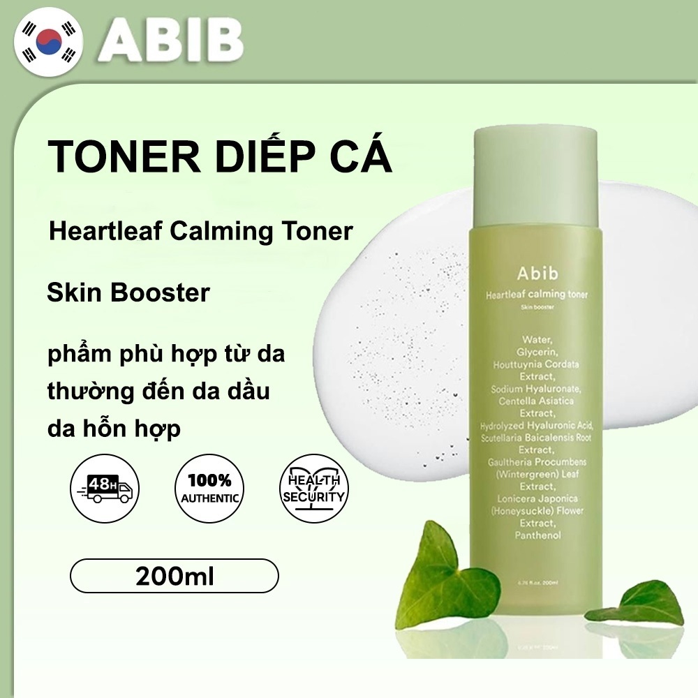 Nước hoa hồng Abib Heartleaf Calming Toner Skin Booster 200ml chiết xuất diếp cá giúp làm dịu da, cấp ẩm