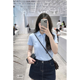 Áo POLO CỘC THÊU LOGO TONE XANH SIÊU HOTT