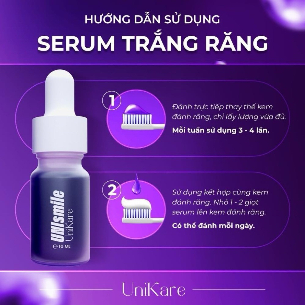 (Combo 5 Chai) Serum Trắng Răng Unismile, Hỗ Trợ Cải Thiện Vết Ố Vàng Răng, Làm Sạch Mảng Bám Trên Răng Unikare 10ml