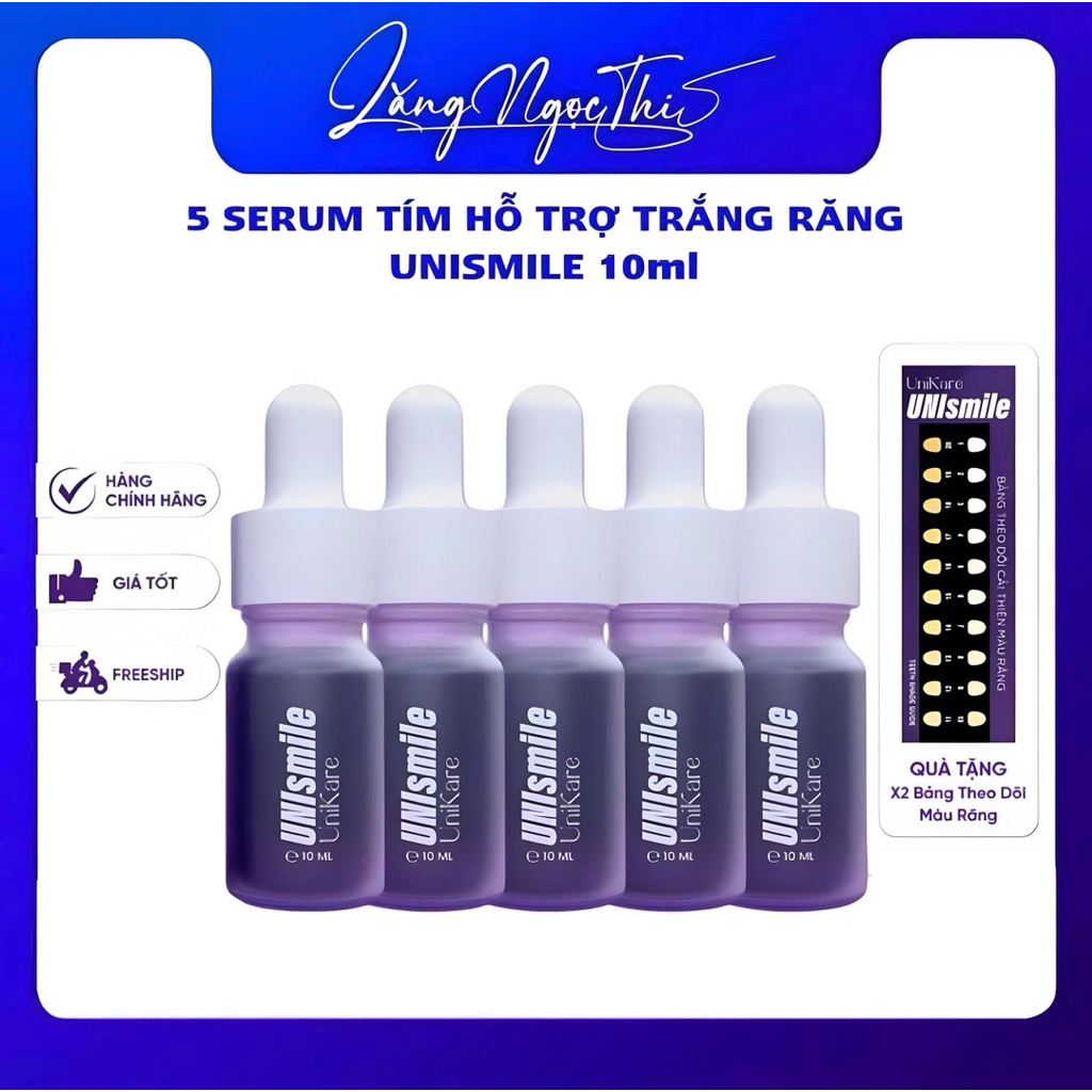 (Combo 5 Chai) Serum Trắng Răng Unismile, Hỗ Trợ Cải Thiện Vết Ố Vàng Răng, Làm Sạch Mảng Bám Trên Răng Unikare 10ml