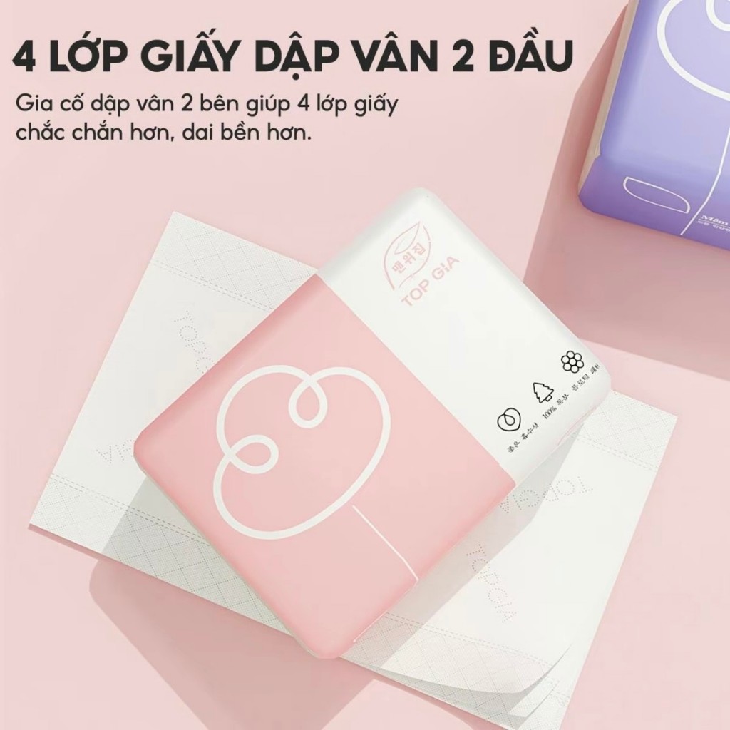 Combo 30 Bịch - Giấy Ăn Cao Cấp Top Gia 300 Tờ 4 Lớp Khăn Giấy 3 Màu Dày Dai Mềm Mại Chính Hãng AMIZIN