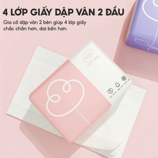 Combo 30 Bịch - Giấy Ăn Cao Cấp Top Gia 300 Tờ 4 Lớp Khăn Giấy 3 Màu Dày Dai Mềm Mại Chính Hãng