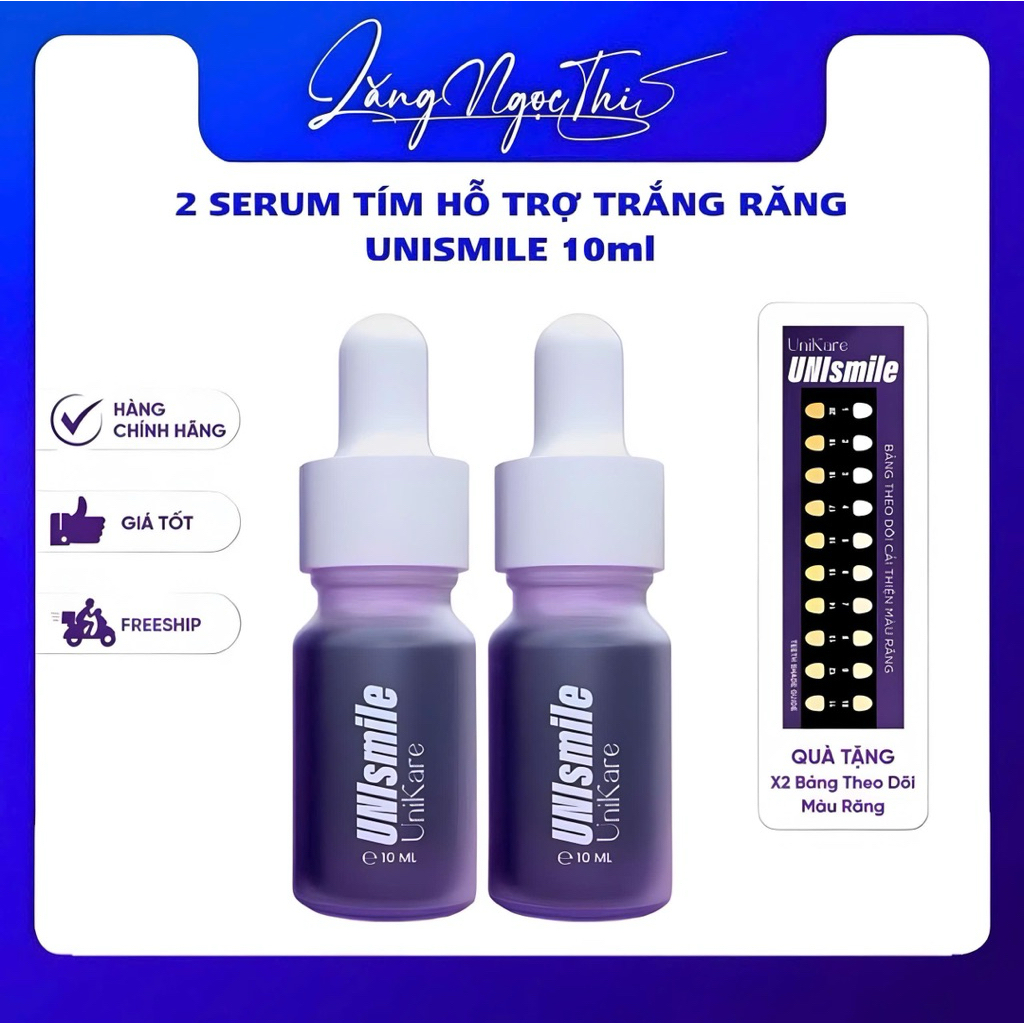 (Combo 2 Chai) Serum Trắng Răng Unismile, Hỗ Trợ Cải Thiện Vết Ố Vàng Răng, Làm Sạch Mảng Bám Trên Răng Unikare 10ml