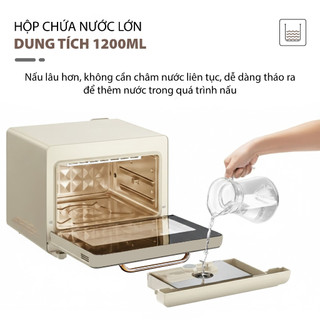 [QUÀ TẶNG Ổ CHUYỂN ĐỔI ]Lò nướng hơi nước Lò Nướng Hấp Đa Năng QCOOKO 22L chuyên chiên, nướng, hấp sẵn chương trình 80 m