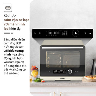 [QUÀ TẶNG Ổ CHUYỂN ĐỔI ]Lò nướng hơi nước Lò Nướng Hấp Đa Năng QCOOKO 22L chuyên chiên, nướng, hấp sẵn chương trình 80 m