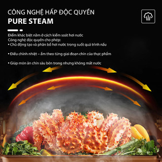 [QUÀ TẶNG Ổ CHUYỂN ĐỔI ]Lò nướng hơi nước Lò Nướng Hấp Đa Năng QCOOKO 22L chuyên chiên, nướng, hấp sẵn chương trình 80 m