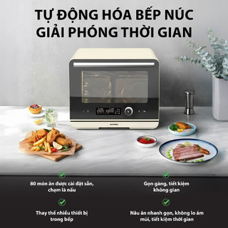 [QUÀ TẶNG Ổ CHUYỂN ĐỔI ]Lò nướng hơi nước Lò Nướng Hấp Đa Năng QCOOKO 22L chuyên chiên, nướng, hấp sẵn chương trình 80 m