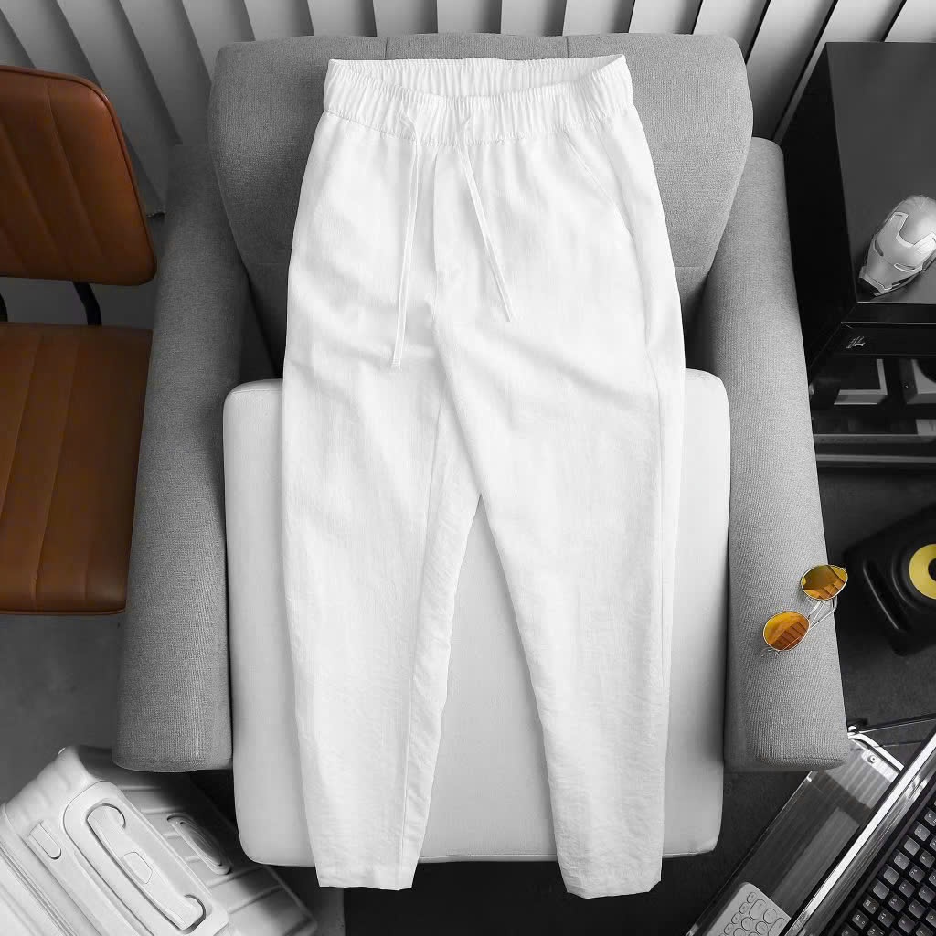 Quần Dài Linen Nam Halley Hàn Quốc Ống Rộng Cạp Cao Quần Vải Lanh Nam Hack Dáng Đi Biển Đi Cafe D32