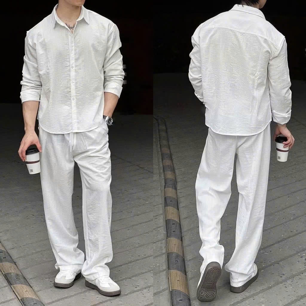 Quần Dài Linen Nam Halley Hàn Quốc Ống Rộng Cạp Cao Quần Vải Lanh Nam Hack Dáng Đi Biển Đi Cafe D32