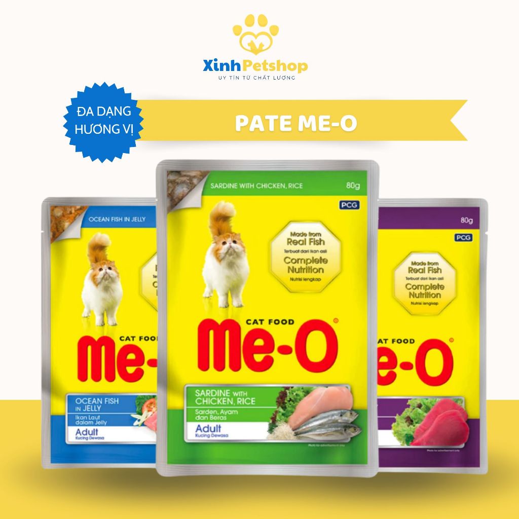 [Combo 5,12 Gói] Pate Cho Mèo Me-O Dinh Dưỡng Đa Dạng Cho Mèo Trưởng Thành Và Mèo Con