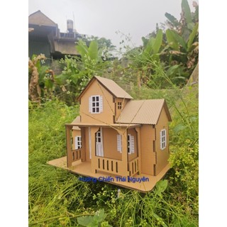 Mô hình nhà steam lắp ghép bằng bìa carton 5 lớp sáng tạo ngang 45cm