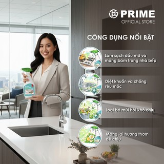 [Mua là có quà] Nước Vệ Sinh Nhà Bếp PRIME IZY Clean Nano Silver 550ml – Tẩy Dầu Mỡ, Diệt Khuẩn 99.9%, Khử Mùi Hiệu Quả