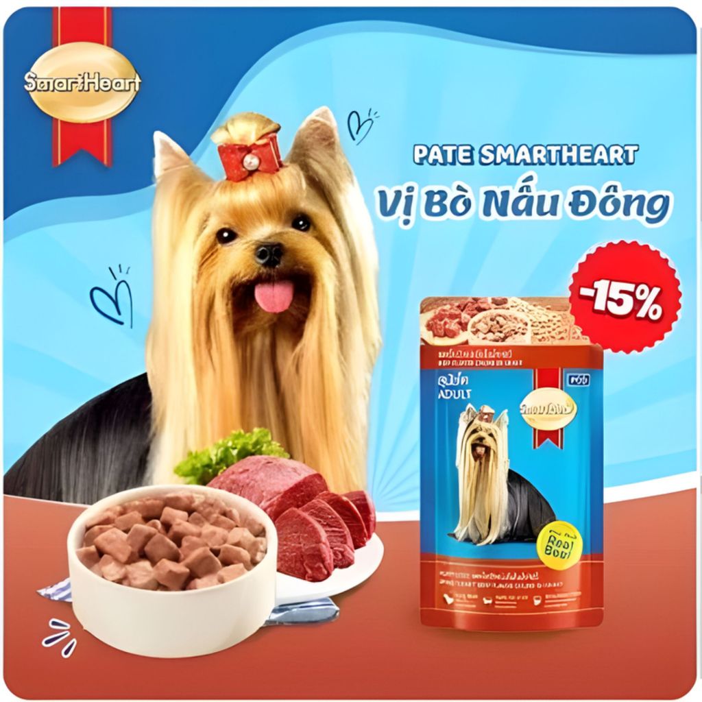 [Combo 5,12 Gói] Pate Smartheart Dành Cho Chó Con Và Chó Trưởng Thành - 130g