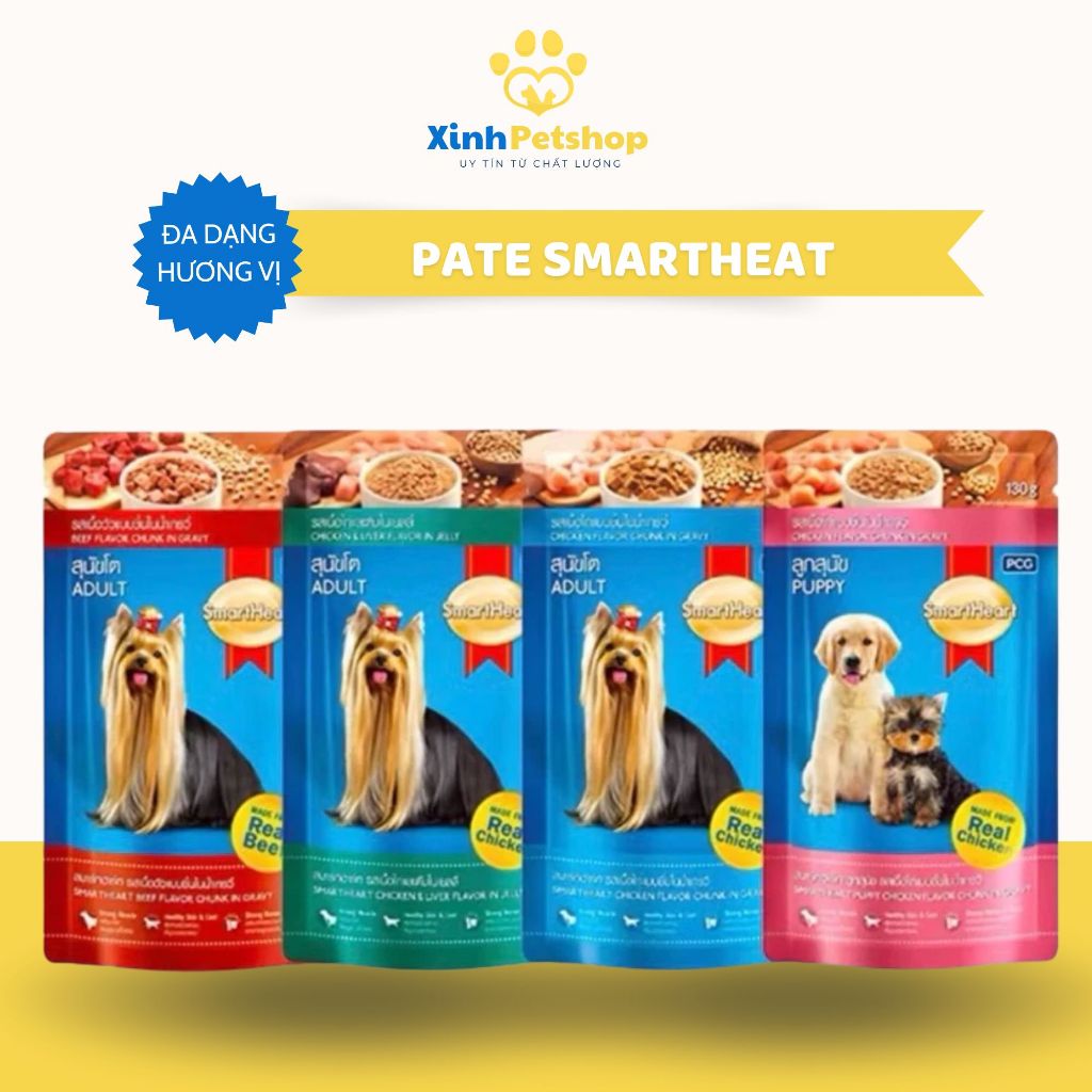 [Combo 5,12 Gói] Pate Smartheart Dành Cho Chó Con Và Chó Trưởng Thành - 130g