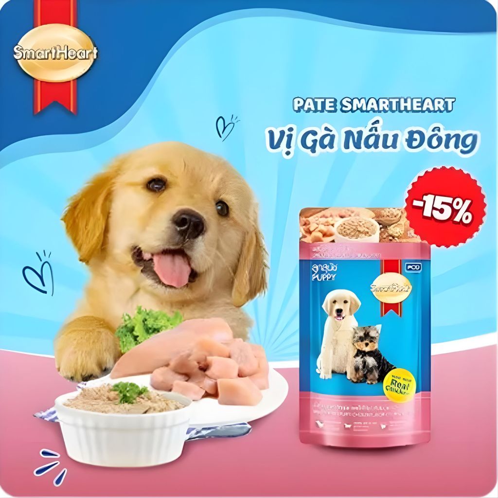 [Combo 5,12 Gói] Pate Smartheart Dành Cho Chó Con Và Chó Trưởng Thành - 130g