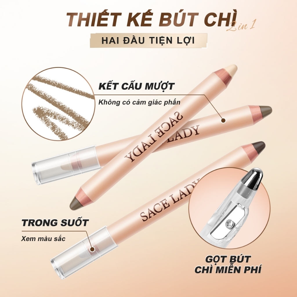 Bút Tạo Khối 2 Đầu SACE LADY – Contour & Highlight Mịn Lì, Tán Dễ, Tạo Khối Tự Nhiên 3.2g