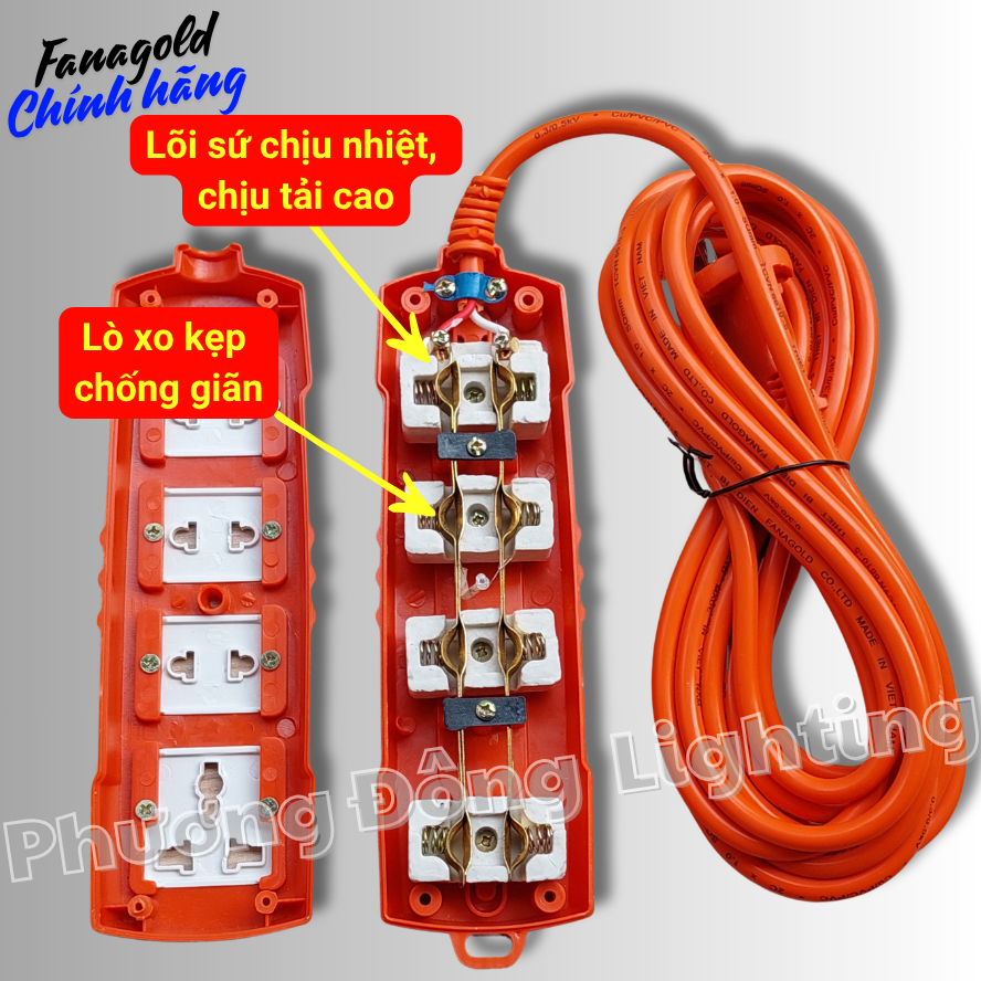 Ổ Cắm Điện Chịu tải cao Công suất 6000W - Dây dài 3m - 5m - Chính hãng FANAGOLD