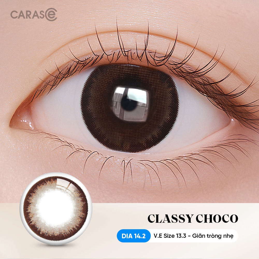 [1 chiếc] Kính áp tròng khoá ẩm 8H 3 Tháng Màu Nâu Gỗ Tự Nhiên CARASE, Lens cận Classy Choco