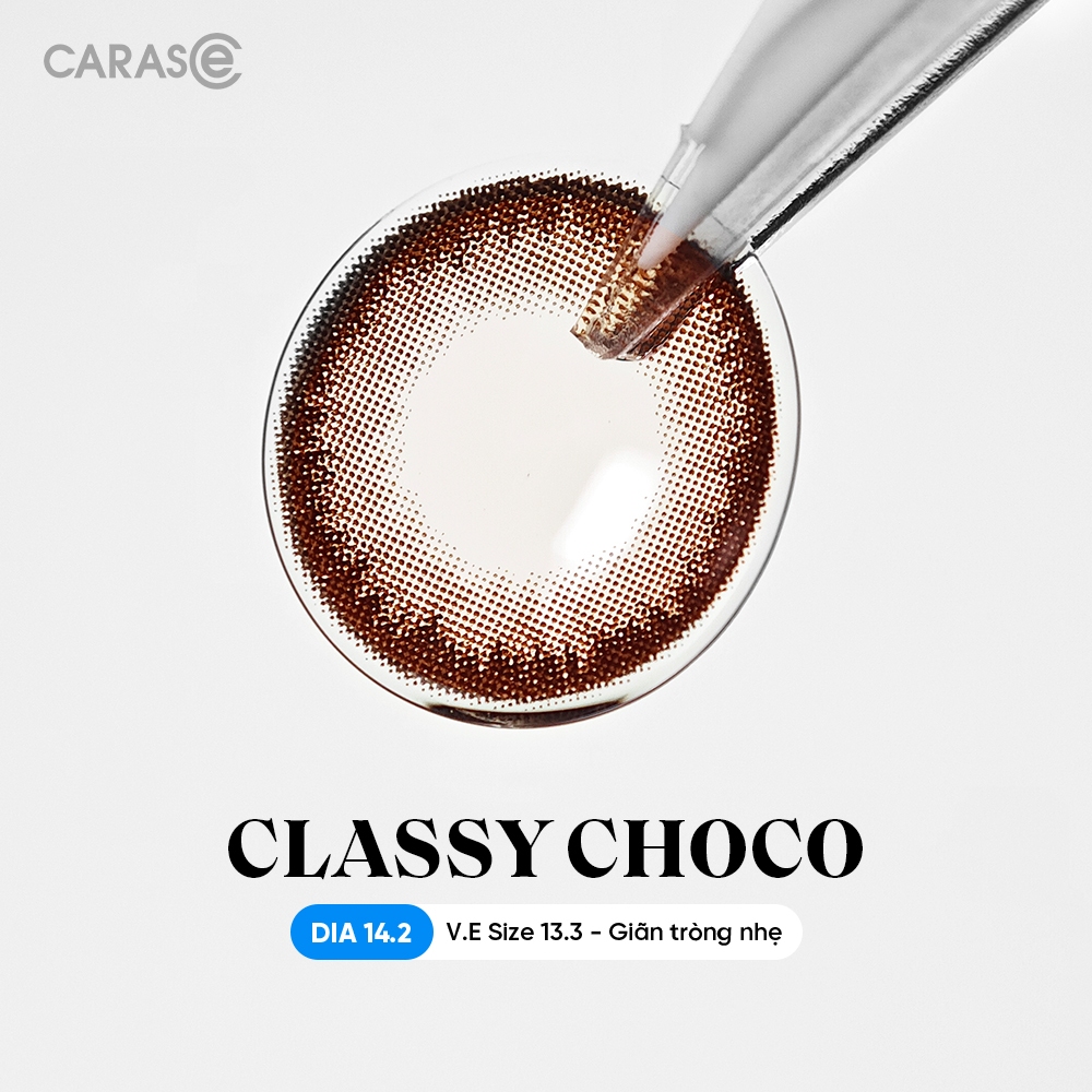 [1 chiếc] Kính áp tròng khoá ẩm 8H 3 Tháng Màu Nâu Gỗ Tự Nhiên CARASE, Lens cận Classy Choco
