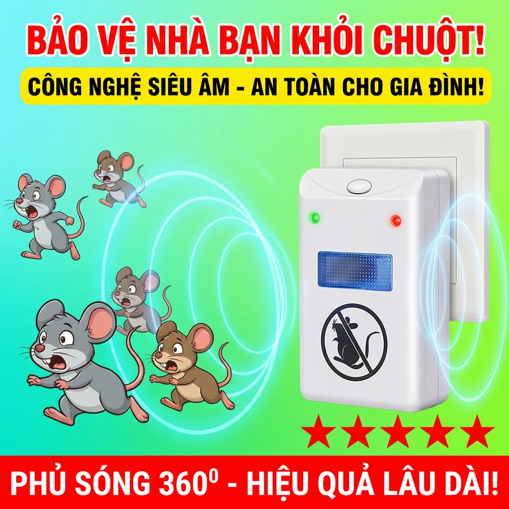 M1T1 Thiết bị đuổi chuột - máy đuổi chuột sóng âm công nghệ cao, chuột biến mất không dấu vết