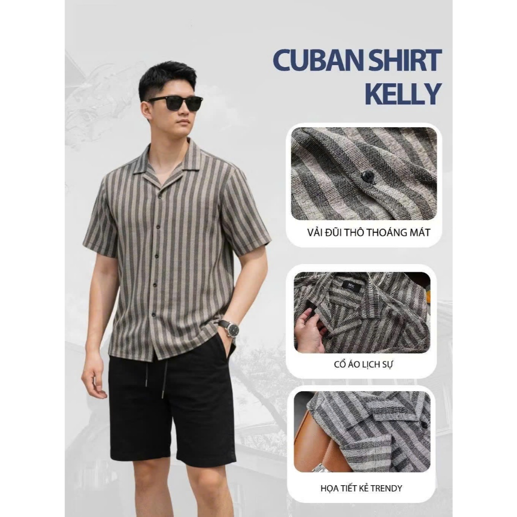Áo Sơ Mi Đũi Nam Halley Kẻ Sọc Cổ Bẻ Hàn Quốc Sơ Mi Nam Cộc Tay Thoáng Mát Đi Biển Đi Chơi A49