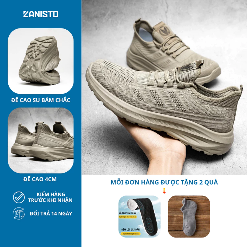 Giày Thể Thao Nam Siêu Nhẹ CS312 ZANISTO Đế Cao Su Non Êm Nhẹ Vải lưới Flykit Cao Cấp Bền Bỉ Siêu Êm — ảnh 1