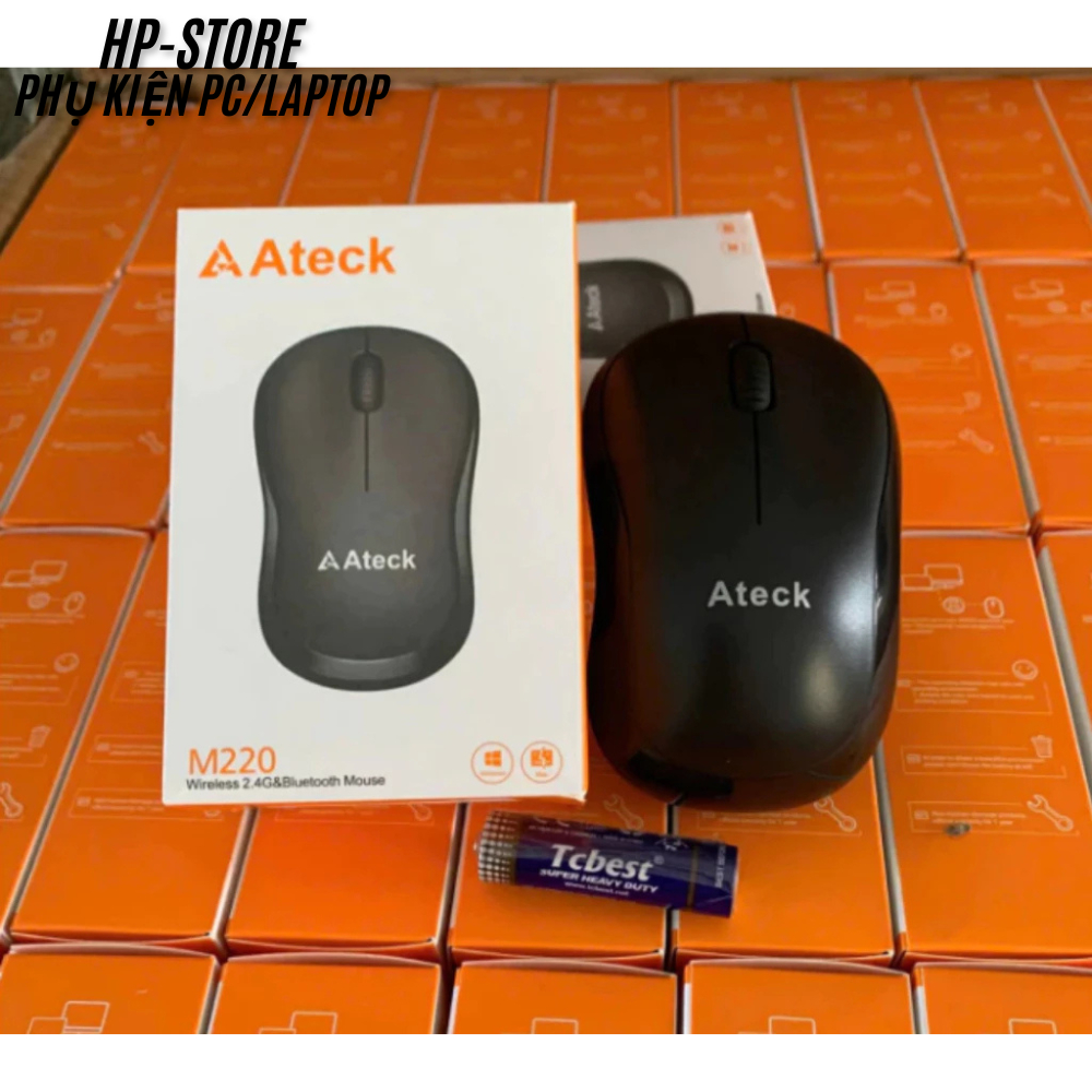 Chuột Không Dây Ateck M220- Chuột Văn Phòng Giảm Ồn - Kết Nối Wireless 2.4GHz & Bluetooth, BH 12T