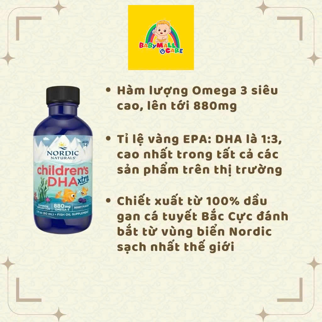 Dầu Cá Dạng Lỏng Nordic Naturals Children’s DHA & DHA Extra Bổ Sung Omega 3 Cho Trẻ |Babymall & Care