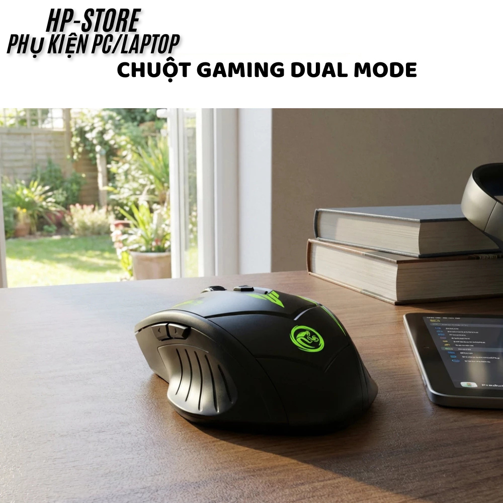 Chuột Gaming Không Dây Dual Mode (Bluetooth/Wireless) - Led Pin Sạc Type-C, Max 1600 DPI, BH 12T
