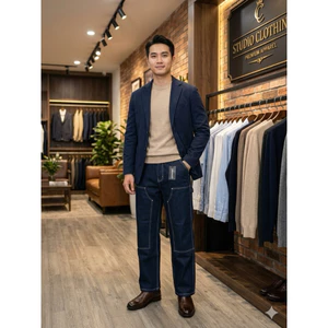 QUẦN JEANS NAM DOUBLE KNEE ỐNG SUÔNG RỘNG - PHONG CÁCH WORKWEAR CAO CẤP